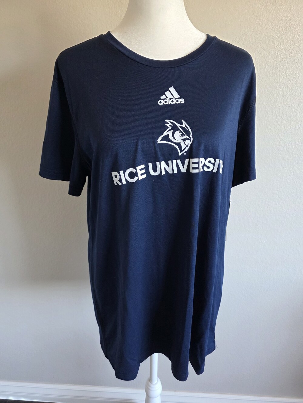 New ADIDAS Rice University Tee T-Shirt Women's Size XL Navy Short Sleeve Wicking